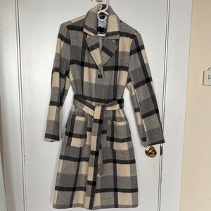Cyrus Cream and Gray Checkered Coat